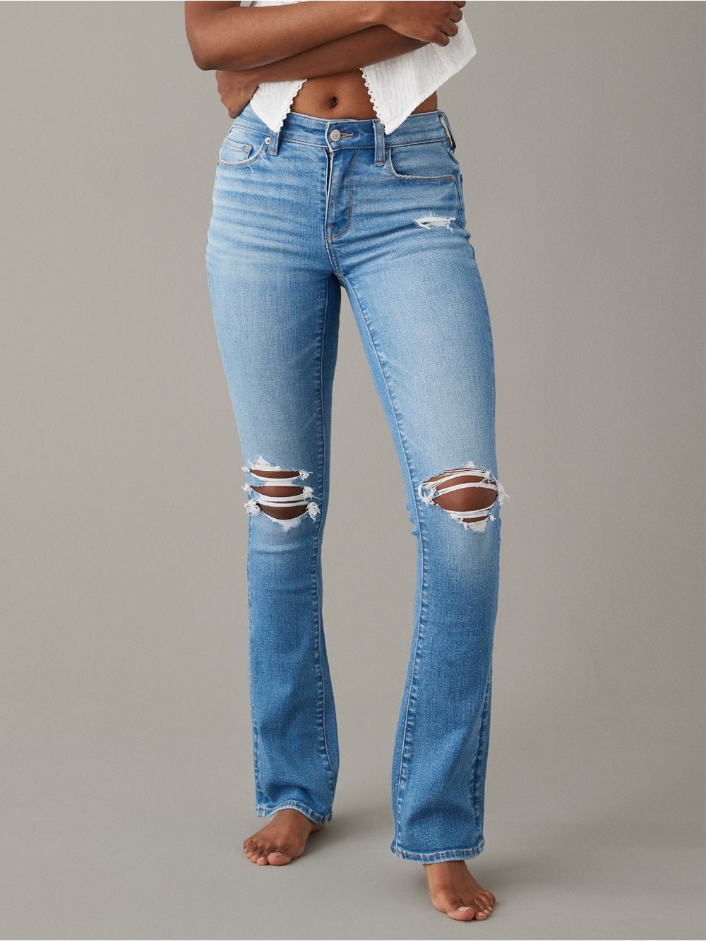 AE Ripped Skinny Kick Jeans